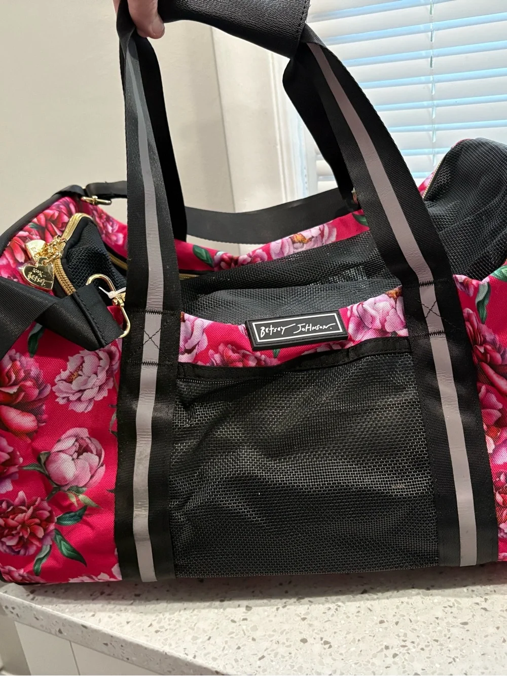 NWOT Betsey Johnson Pet Carrier Pink Floral Travel Shoulder Strap
